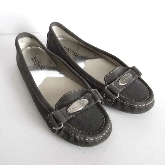 MICHAEL KORS Leather Suede Loafers Grey Shoes sz 7 - Picture 1 of 10